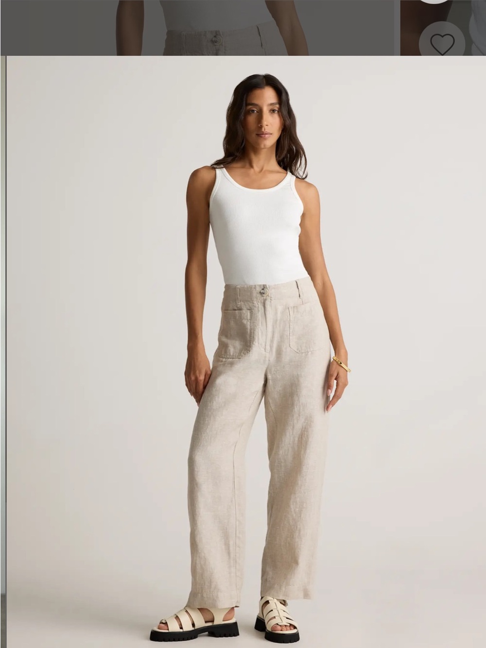 Quince Cream High-Rise Wide-Leg Linen Pants 8 - Picture 2 of 7
